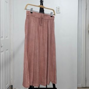 DKNY Pink Elastic Waist Satin Midi Skirt- Size S